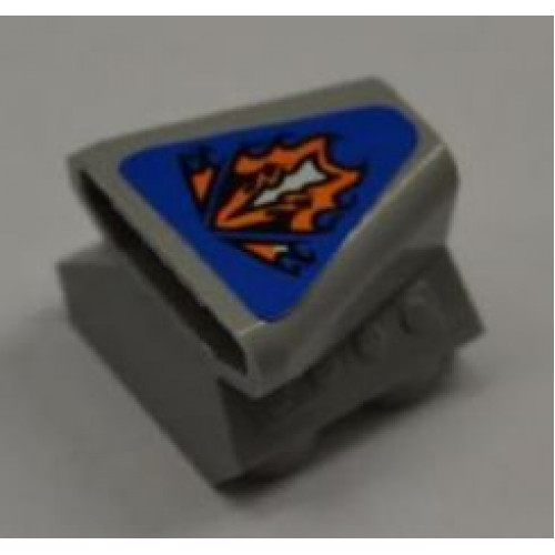 Vehicle Air Scoop Engine Top 2 x 2 with Orange Flames on Blue Background Pattern (Sticker) - Set 8197
