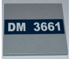 Tile 6 x 6 with White 'DM 3661' on Dark Blue Background Pattern (Sticker) - Set 3661