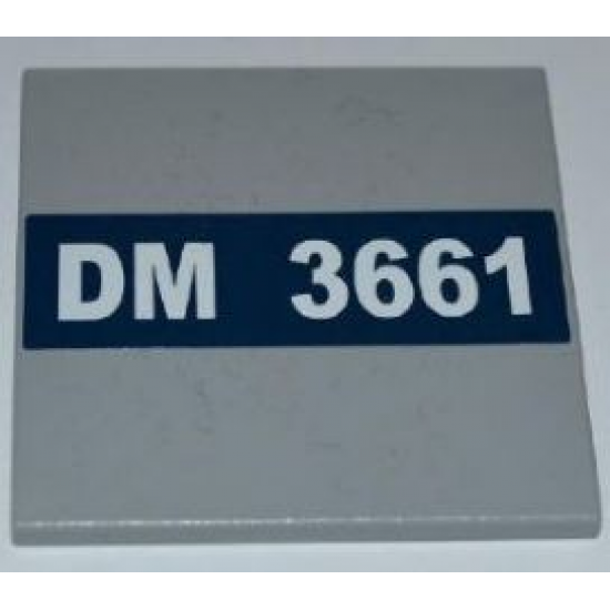 Tile 6 x 6 with White 'DM 3661' on Dark Blue Background Pattern (Sticker) - Set 3661