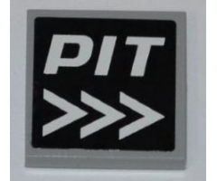 Tile 2 x 2 with White Arrows and 'PIT' on Black Background Pattern (Sticker) - Set 8123