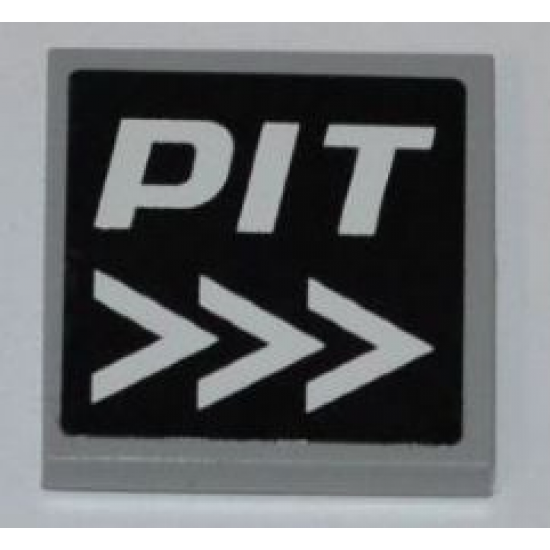 Tile 2 x 2 with White Arrows and 'PIT' on Black Background Pattern (Sticker) - Set 8123