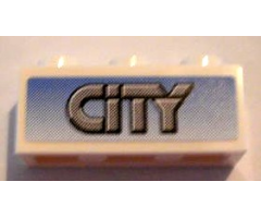 Brick 1 x 3 with Gray 'CITY' On Blue Background Pattern (Sticker) - Set 8404
