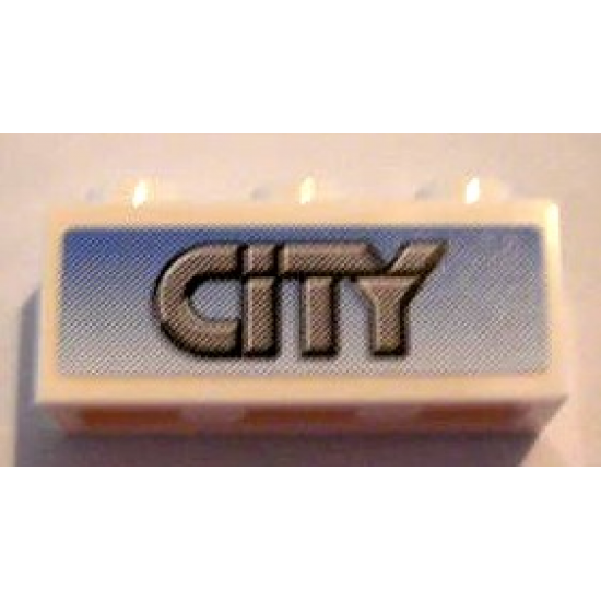 Brick 1 x 3 with Gray 'CITY' On Blue Background Pattern (Sticker) - Set 8404