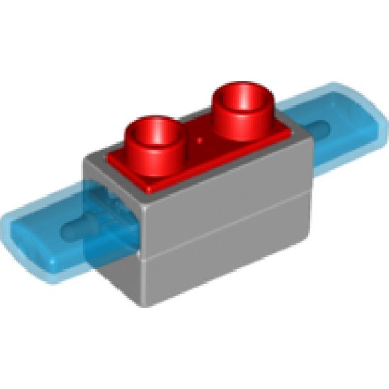 Duplo, Vehicle Siren with Light and Sound, 1 x 2 Base with Red 2 Stud Button on Top and Trans-Dark Blue Light Covers