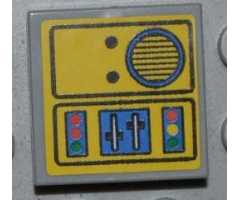 Tile 2 x 2 with Groove with Crane Control Panel with Speaker Pattern (Sticker) - Set 4645