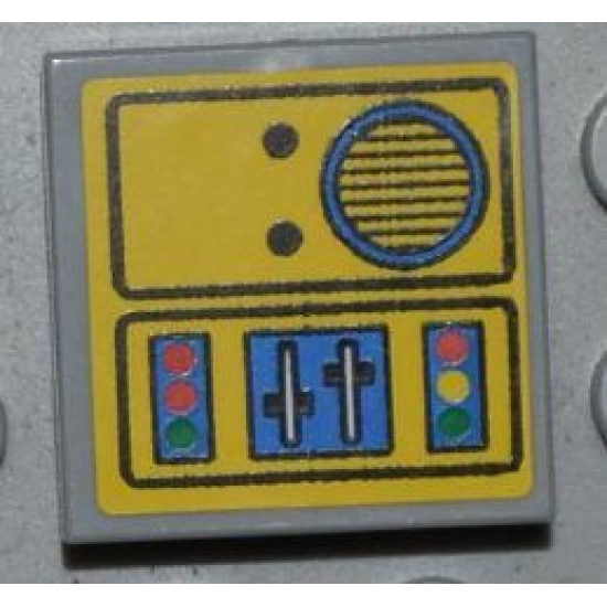 Tile 2 x 2 with Groove with Crane Control Panel with Speaker Pattern (Sticker) - Set 4645