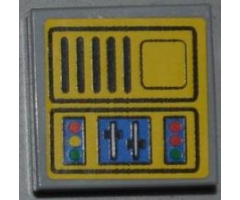 Tile 2 x 2 with Groove with Crane Control Panel with Grille Pattern (Sticker) - Set 4645