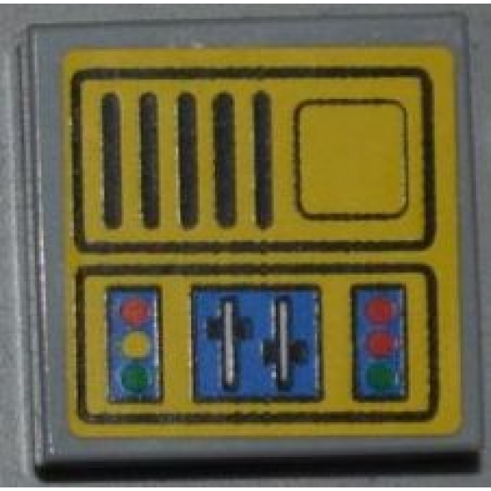 Tile 2 x 2 with Groove with Crane Control Panel with Grille Pattern (Sticker) - Set 4645