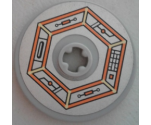 Technic, Disk 3 x 3 with Orange and Gold Circuitry in Hexagon Pattern (Sticker) - Set 70317