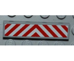 Tile 1 x 4 with Red and White Chevron Danger Stripes Thin Pattern (Sticker) - Set 4645