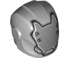 Minifigure, Headgear Helmet Armor Plates and Ear Protectors with Silver Eyeless Faceplate with 4 Rivets Pattern