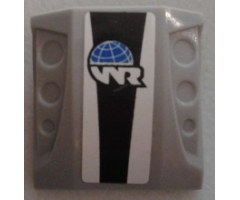 Slope, Curved 2 x 2 with 3 Side Ports Recessed with Globe and White 'WR' World Racers Logo and Black Stripe Pattern (Sticker) - Set 8863