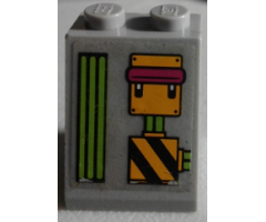 Slope 65 2 x 2 x 2 with Bottom Tube with Lime Grille, Switch and Black and Orange Danger Stripes Pattern (Sticker) - Set 79117