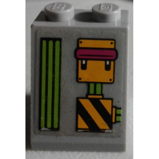 Slope 65 2 x 2 x 2 with Bottom Tube with Lime Grille, Switch and Black and Orange Danger Stripes Pattern (Sticker) - Set 79117