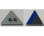 Road Sign 2 x 2 Triangle with Clip with Blue Stripe on Dark Bluish Gray Background Pattern Model Left Side (Sticker) - Set 75012