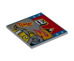 Tile 6 x 6 with Bottom Tubes with Bus Half and 'TIME' Pattern