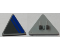 Road Sign 2 x 2 Triangle with Clip with Blue Stripe on Dark Bluish Gray Background Pattern Model Right Side (Sticker) - Set 75012