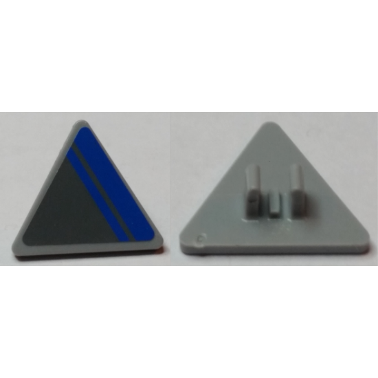 Road Sign 2 x 2 Triangle with Clip with Blue Stripe on Dark Bluish Gray Background Pattern Model Right Side (Sticker) - Set 75012