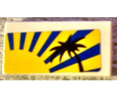 Tile 1 x 2 with Sunrise and Palm Tree Pattern (Sticker) - Set 8404