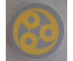 Tile, Round 2 x 2 with Bottom Stud Holder with Yellow Swirl SW Ado Eemon Emblem Pattern (Sticker) - Set 75042