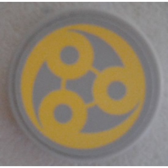 Tile, Round 2 x 2 with Bottom Stud Holder with Yellow Swirl SW Ado Eemon Emblem Pattern (Sticker) - Set 75042