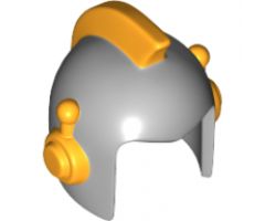 Minifigure, Headgear Helmet Space Retro with Open Front and Bright Light Orange Earpieces and Crest Pattern