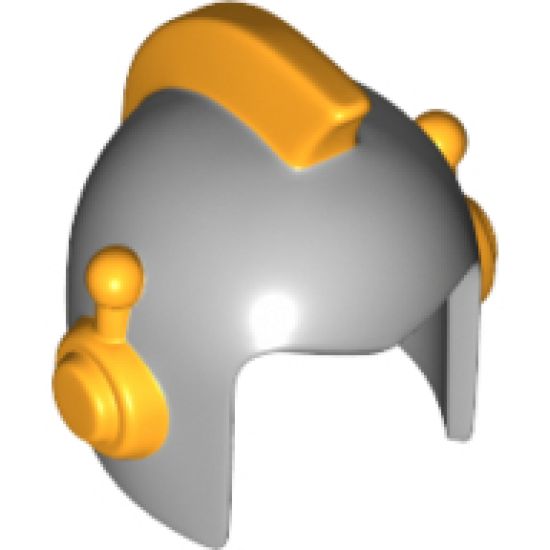 Minifigure, Headgear Helmet Space Retro with Open Front and Bright Light Orange Earpieces and Crest Pattern