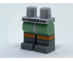 Hips and Sand Green Legs with Retro Space Belt and Dark Bluish Gray Boots with Three Orange Stripes Pattern