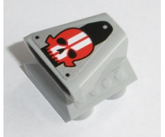 Vehicle Air Scoop Engine Top 2 x 2 with Red Skull with White Stripes Pattern (Sticker) - Set 8864