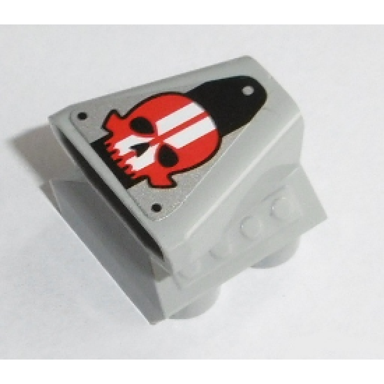 Vehicle Air Scoop Engine Top 2 x 2 with Red Skull with White Stripes Pattern (Sticker) - Set 8864