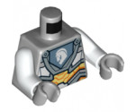 Torso Nexo Knights Armor with Orange and Gold Circuitry and Emblem with White Horse Pattern / White Arms / Light Bluish Gray Hands