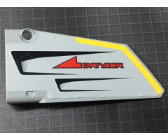 Technic, Panel Fairing #17 Large Smooth, Side A with Red 'DANGER', Black Vents and Yellow Stripe on Edge Pattern (Sticker) - Set 7160