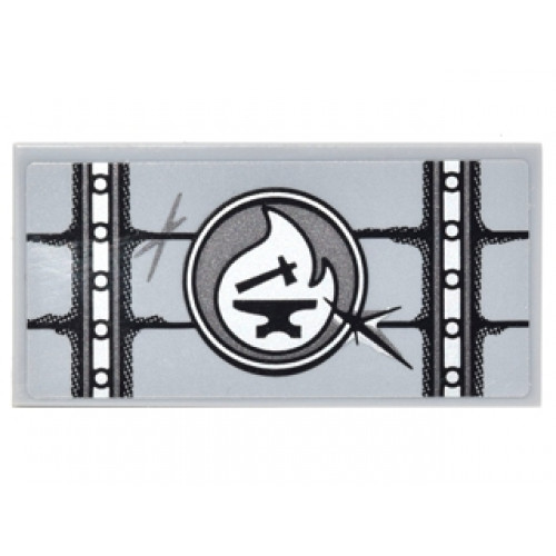 Tile 2 x 4 with Metal Lid with Scratches and Blacksmith Emblem Pattern (Sticker) - Set 70627