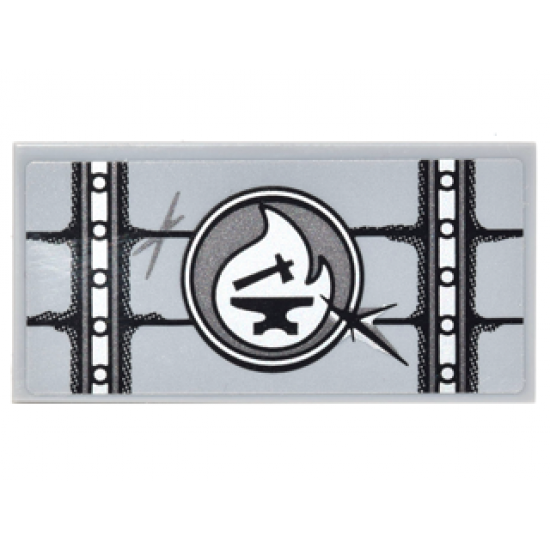 Tile 2 x 4 with Metal Lid with Scratches and Blacksmith Emblem Pattern (Sticker) - Set 70627