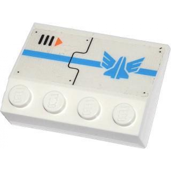 Slope 33 3 x 4 with Blue Stripe, Galaxy Squad Logo, Air Vent and Orange Arrow Pattern Model Right Side (Sticker) - Set 70709