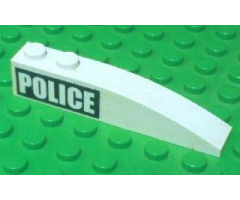 Slope, Curved 6 x 1 with White 'POLICE' on Black Background Pattern Right (Sticker) - Set 7899