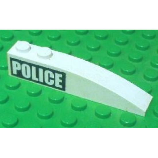 Slope, Curved 6 x 1 with White 'POLICE' on Black Background Pattern Right (Sticker) - Set 7899