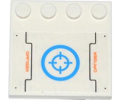 Tile, Modified 4 x 4 with Studs on Edge with 'DANGER' and Target in Blue Circle Pattern (Sticker) - Set 70709