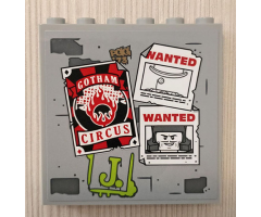 Panel 1 x 6 x 5 with Wall, 'WANTED' and 'GOTHAM CIRCUS' Pattern (Sticker) - Set 70921