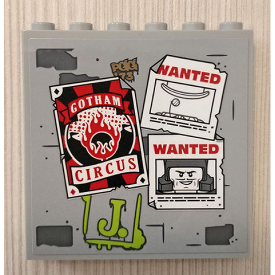 Panel 1 x 6 x 5 with Wall, 'WANTED' and 'GOTHAM CIRCUS' Pattern (Sticker) - Set 70921