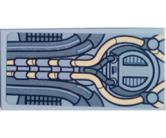 Tile 2 x 4 with SW Millennium Falcon Tan and Dark Bluish Gray Cables and Wires Pattern (Sticker) - Set 75105