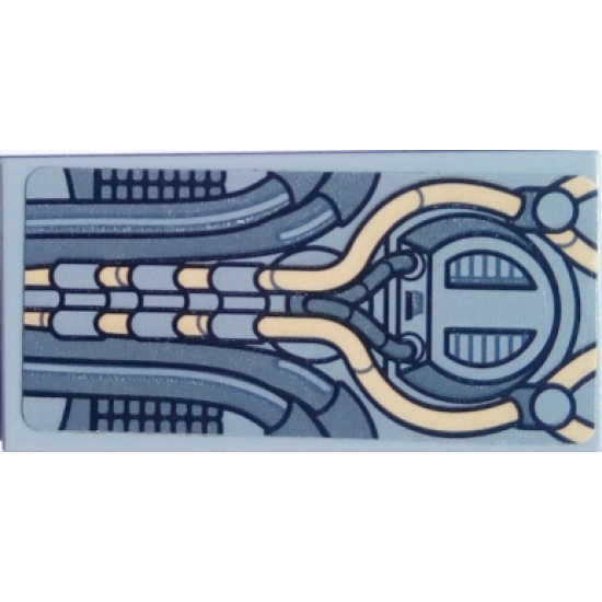 Tile 2 x 4 with SW Millennium Falcon Tan and Dark Bluish Gray Cables and Wires Pattern (Sticker) - Set 75105