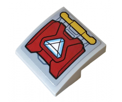 Slope, Curved 2 x 2 Inverted with Triangular Arc Reactor on Dark Red Armor Plate Pattern (Sticker) - Set 76104