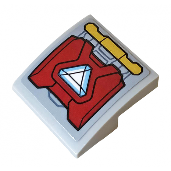 Slope, Curved 2 x 2 Inverted with Triangular Arc Reactor on Dark Red Armor Plate Pattern (Sticker) - Set 76104