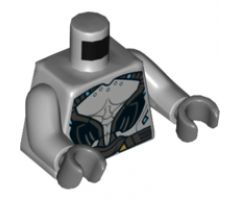 Torso with Silver and Black Armor, Dark Bluish Gray Alien Muscle Contours Pattern / Light Bluish Gray Arms / Dark Bluish Gray Hands