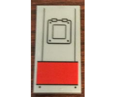 Tile 2 x 4 with Red Rectangle and Black Lines Hatch Pattern (Sticker) - Set 76127