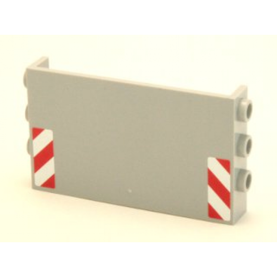 Panel 1 x 6 x 3 with Studs on Sides with Red and White Danger Stripes (Red Corners) Half Height Pattern (Stickers) - Set 4204
