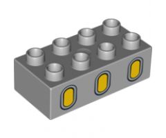 Duplo, Brick 2 x 4 with 3 Yellow Oval Windows Pattern