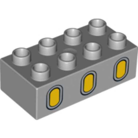 Duplo, Brick 2 x 4 with 3 Yellow Oval Windows Pattern