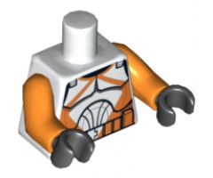 Torso SW Armor Clone Trooper with Orange Markings Pattern (Clone Wars) / Orange Arms / Black Hands